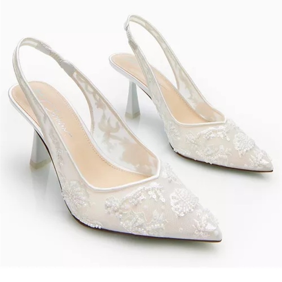 Betsey Johnson Nikki Embroidered Slingback Evening Pumps - Picture 2 of 9